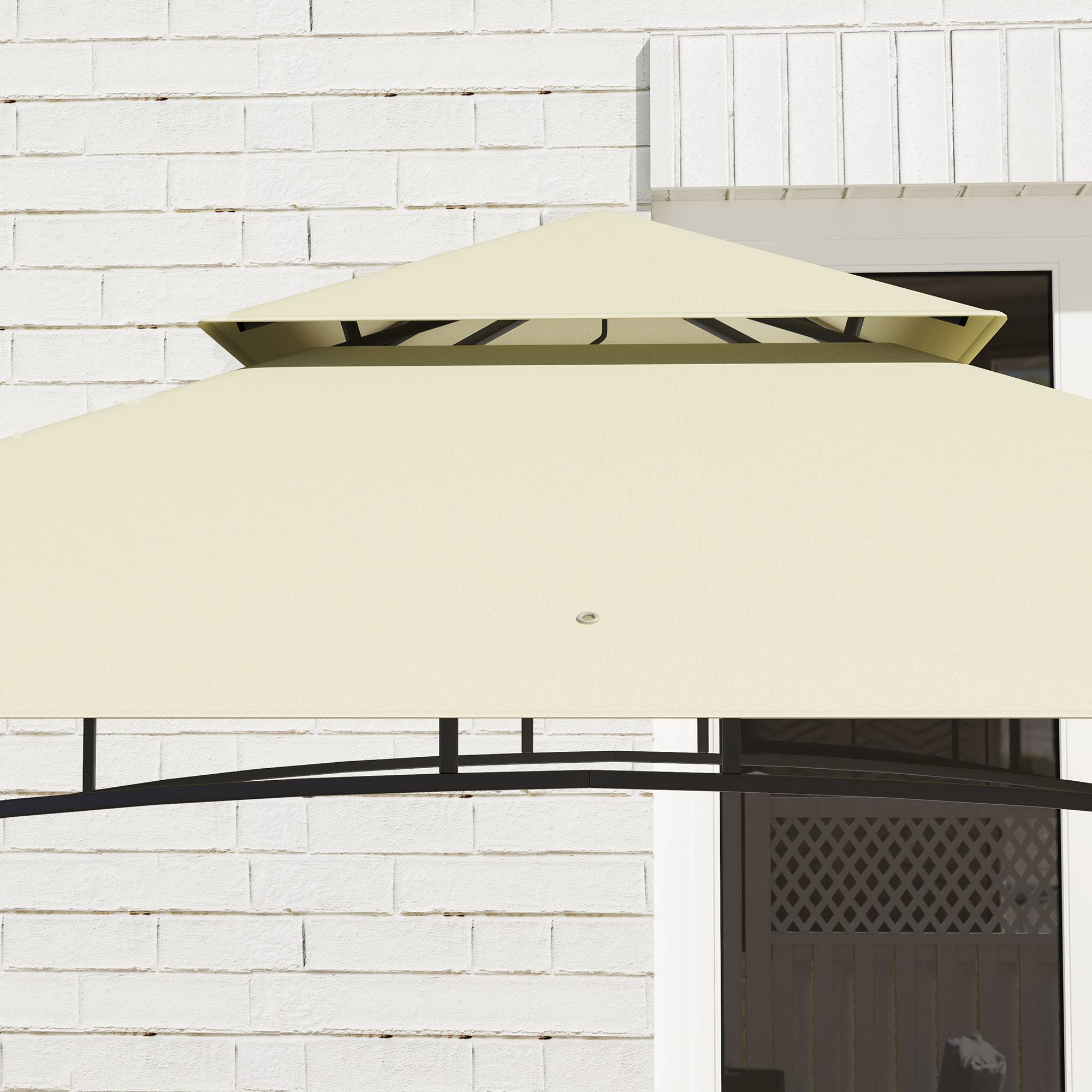 Tonnelle de barbecue auvent de réception pour jardin crochet au plafond étagères et paniers 240 x 150 x 257 cm beige - Image 10