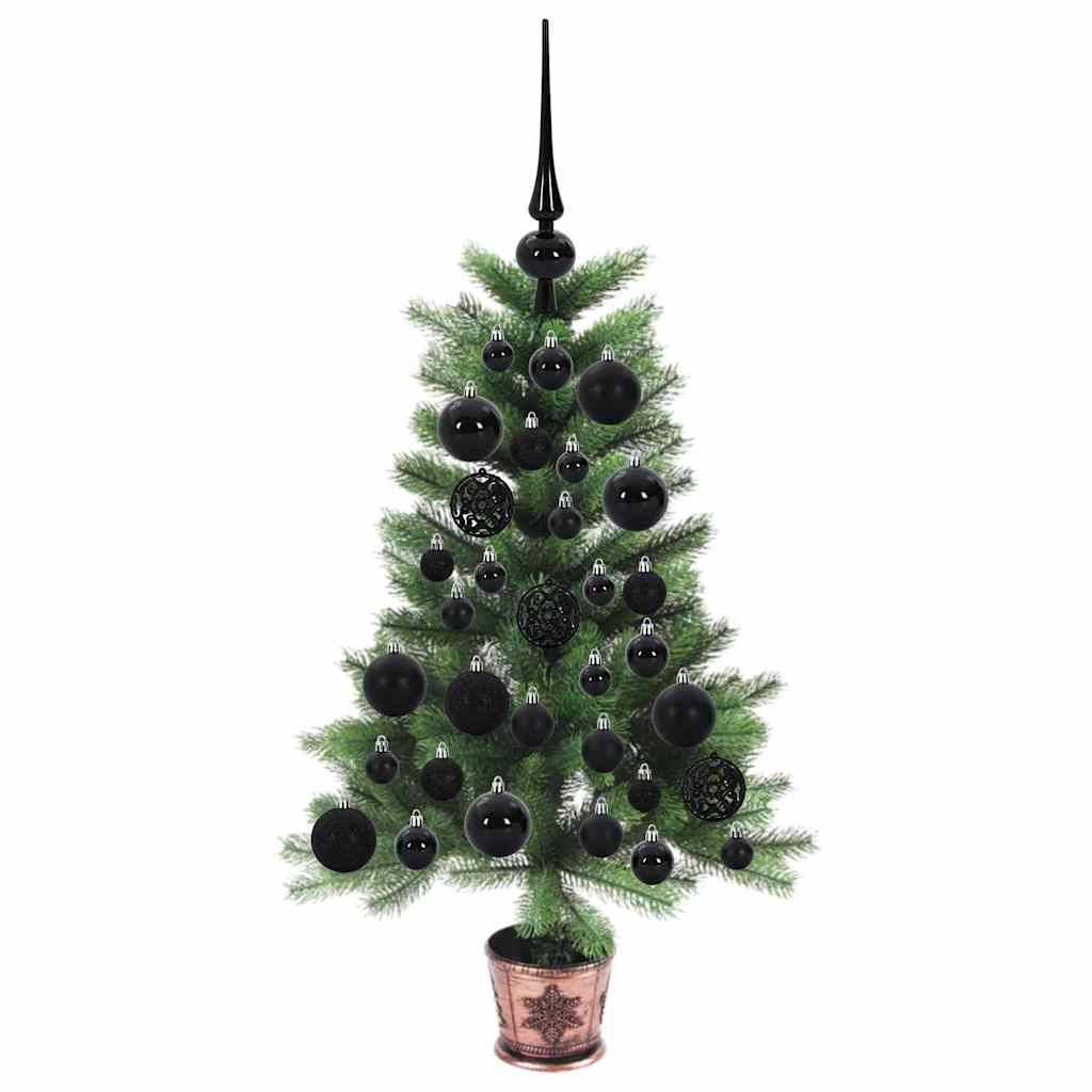 Sapin de Noël | Arbre de Noël avec 150 LED avec support Vert 65 cm PE Maison Chic - Image 4