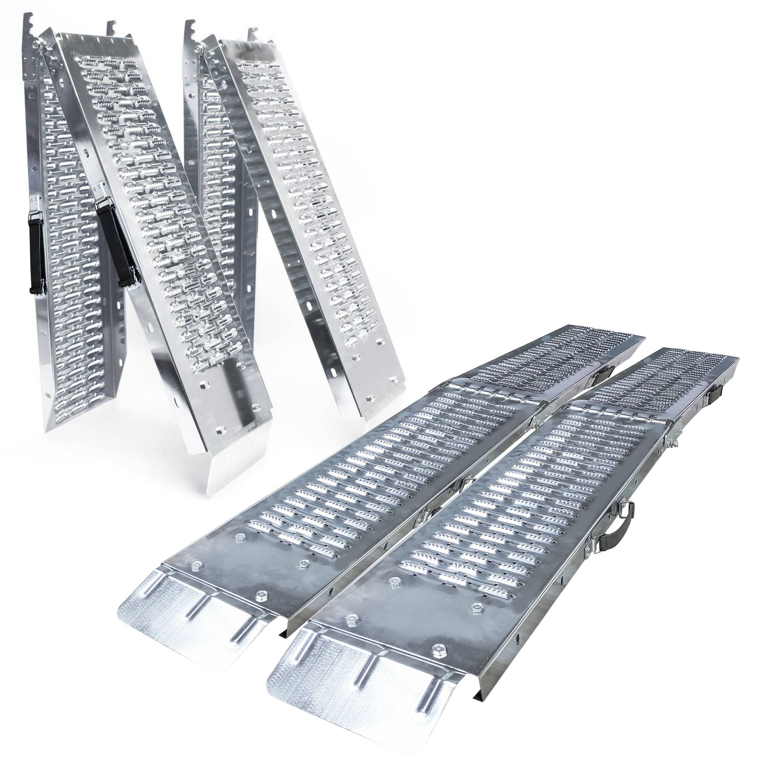 Vounot - Lot de 2 Rampe de chargement pliable 180cm en acier galvanisé - 400kg max - Rampe d'accès antidérapante avec poignée - VOUNOT® - Image 1