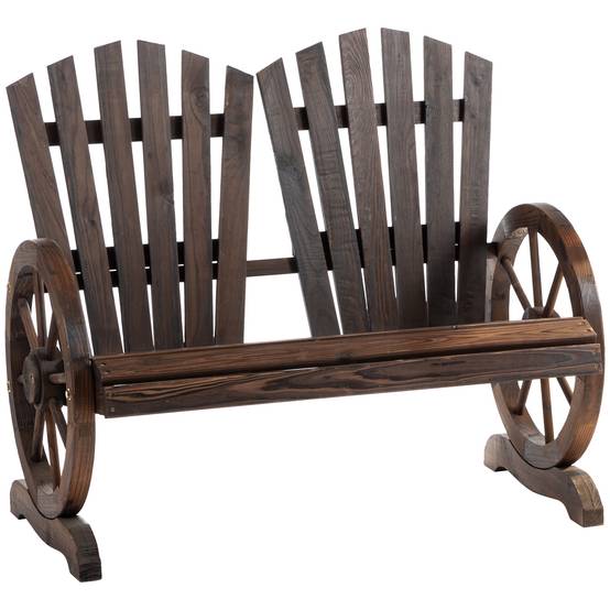Banc de jardin avec accoudoirs, style rustique, en bois massif, brun foncé - Image 1