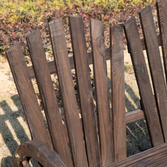 Banc de jardin avec accoudoirs, style rustique, en bois massif, brun foncé - Image 8