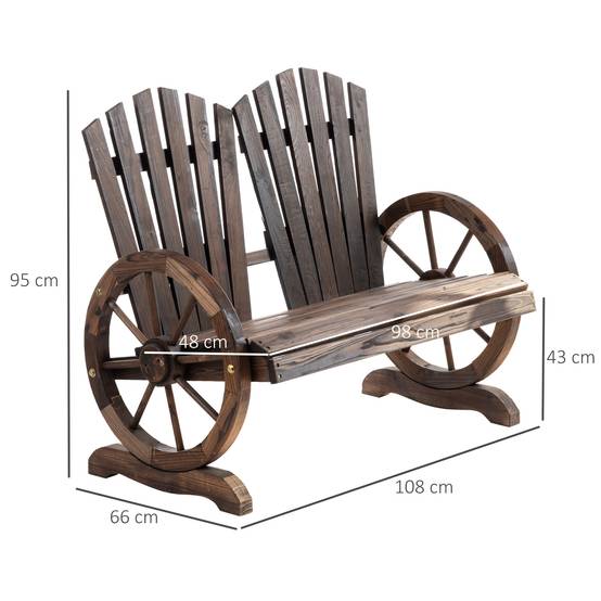 Banc de jardin avec accoudoirs, style rustique, en bois massif, brun foncé - Image 3