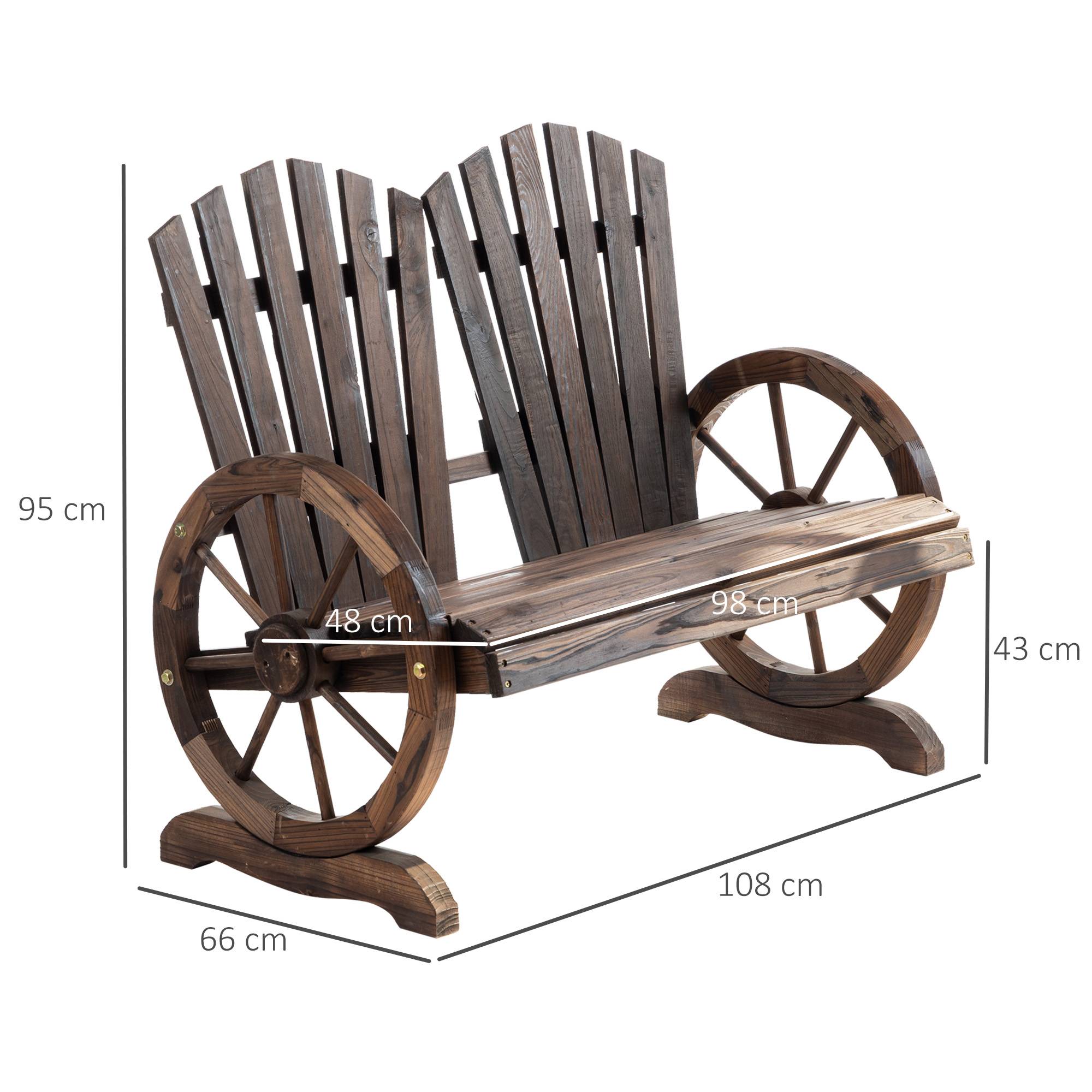 Banc de jardin avec accoudoirs, style rustique, en bois massif, brun foncé - Image 3