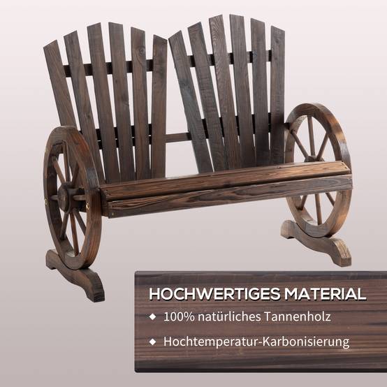 Banc de jardin avec accoudoirs, style rustique, en bois massif, brun foncé - Image 5