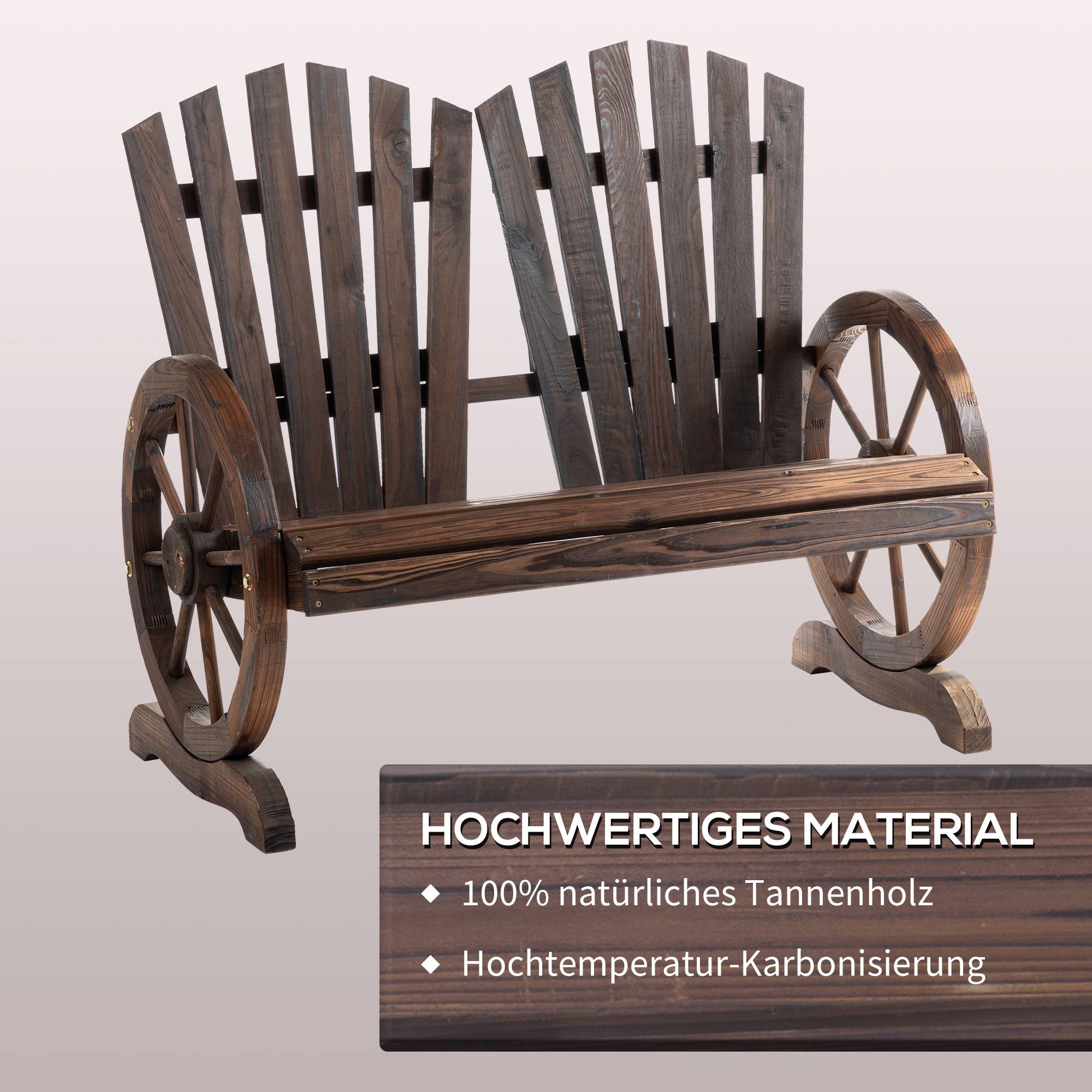 Banc de jardin avec accoudoirs, style rustique, en bois massif, brun foncé - Image 5