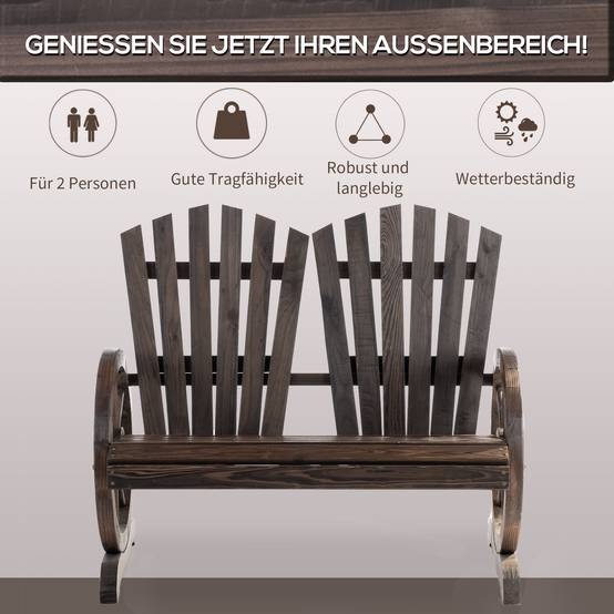 Banc de jardin avec accoudoirs, style rustique, en bois massif, brun foncé - Image 6