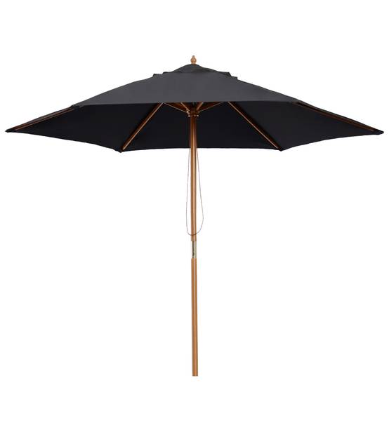 Parasol droit hexagonal en bambou et polyester noir 250 x 250 x 240 cm - PANGIVO - Image 1