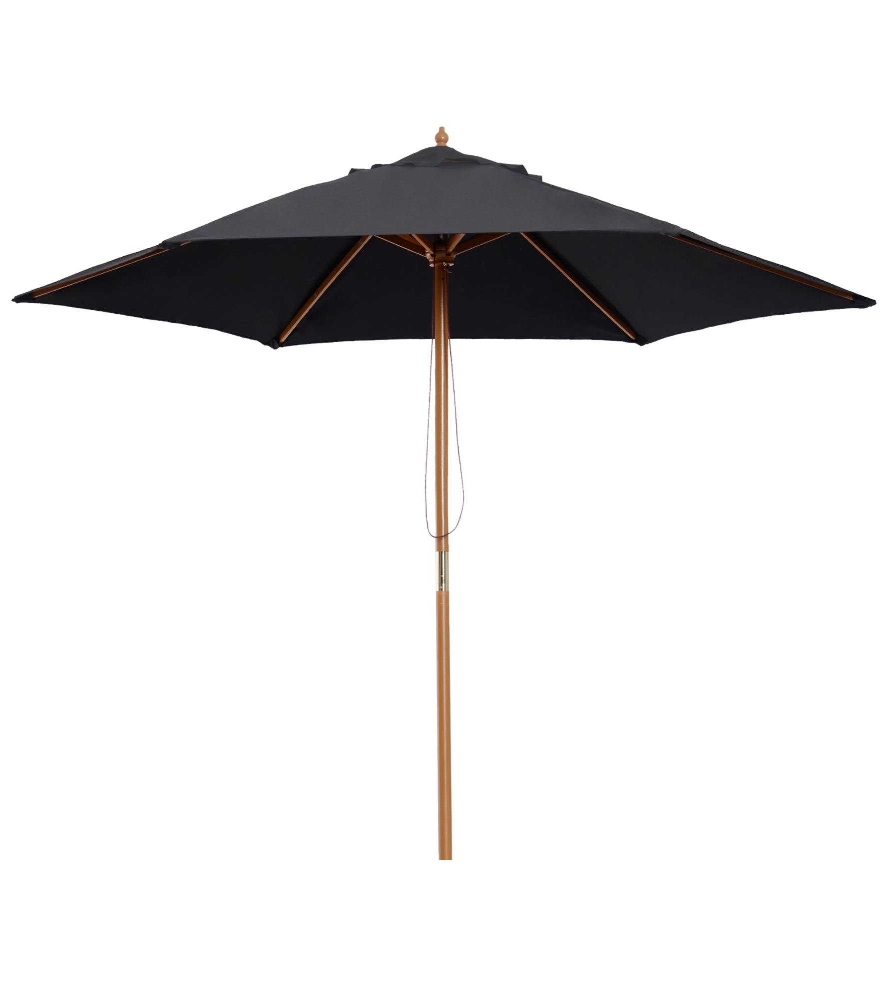 Parasol droit hexagonal en bambou et polyester noir 250 x 250 x 240 cm - PANGIVO - Image 1