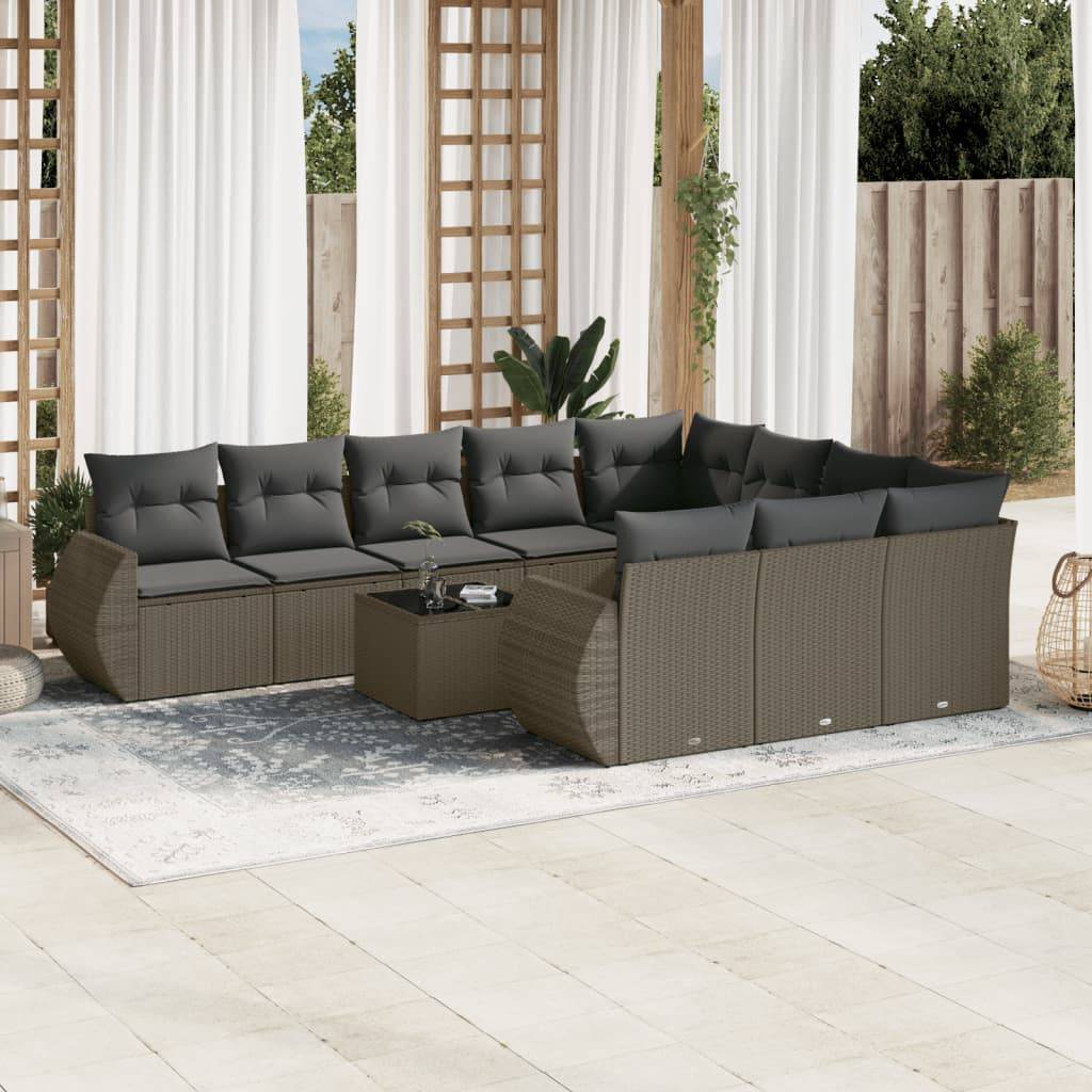 ComfortXL - Ensemble Salon de Jardin Gris Clair 10 Places avec Rangement Modulable en Résine Tressée pour Terrasse et Jardin – ComfortXL Outdoor Living - Image 1