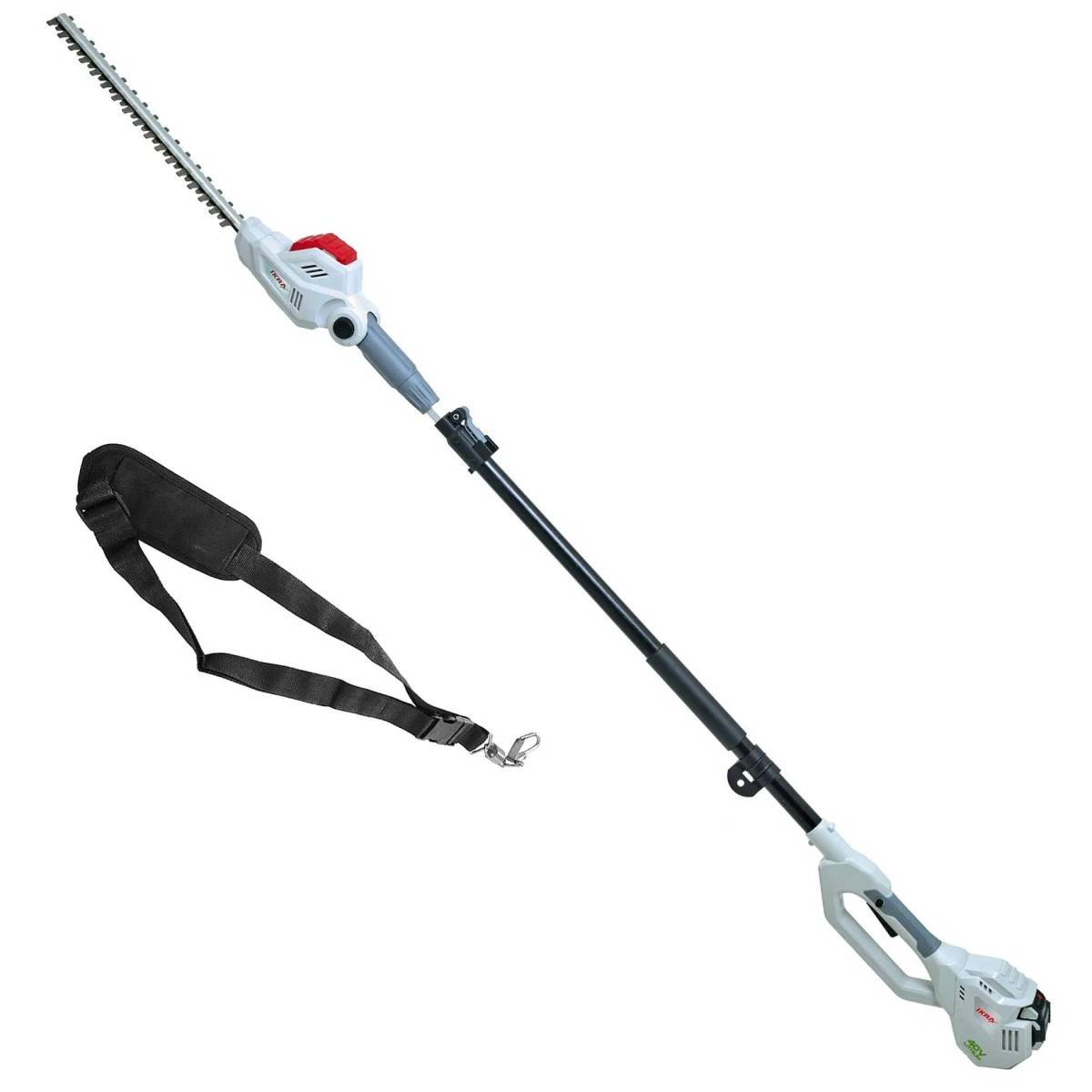 Taille Haie sur perche télescopique 40V - Lame de 43cm -Batterie Lithium 2,5Ah + Chargeur Led 40V - Sangle d'épaule IKRA - Image 10