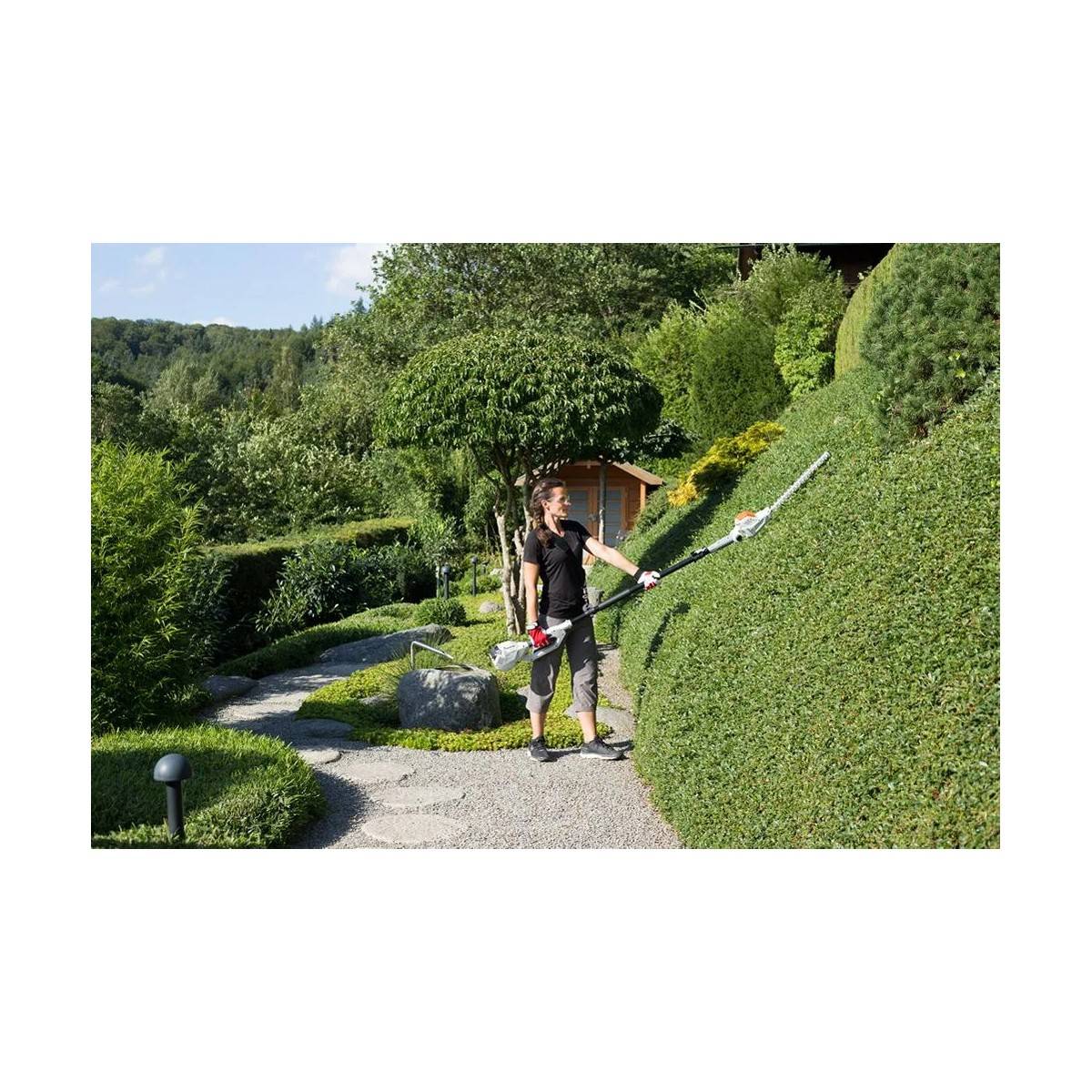 Taille Haie sur perche télescopique 40V - Lame de 43cm -Batterie Lithium 2,5Ah + Chargeur Led 40V - Sangle d'épaule IKRA - Image 6