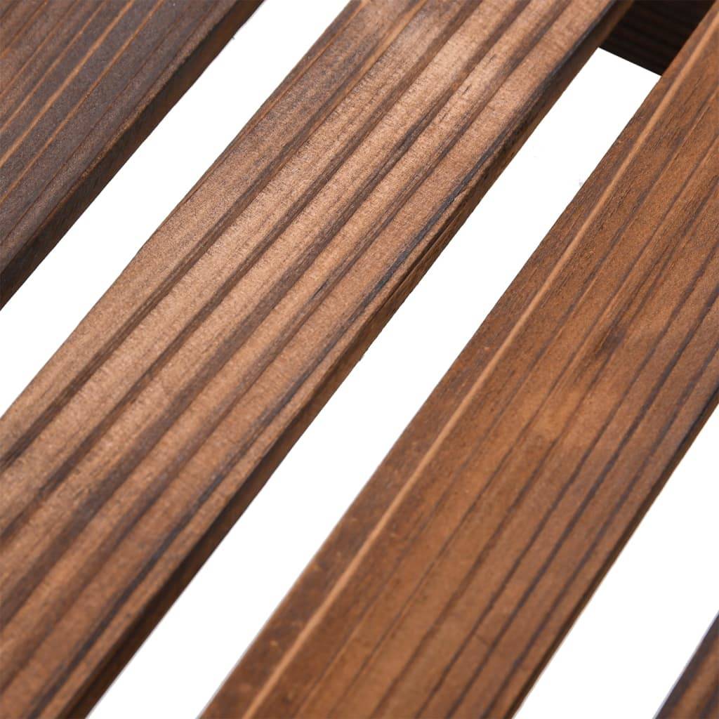 Porte-plantes à roulettes Bois de sapin traité carbonisé Mobile pour Terrasse Jardin Marron 110x25x101 cm – ComfortXL Outdoor Living - Image 7