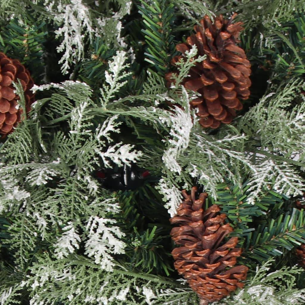 Sapin de Noël, Arbre de Noël avec pommes de pin Vert et blanc 195 cm PVC et PE u3898q - Image 3