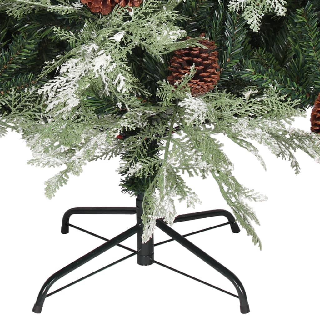Sapin de Noël, Arbre de Noël avec pommes de pin Vert et blanc 195 cm PVC et PE u3898q - Image 4