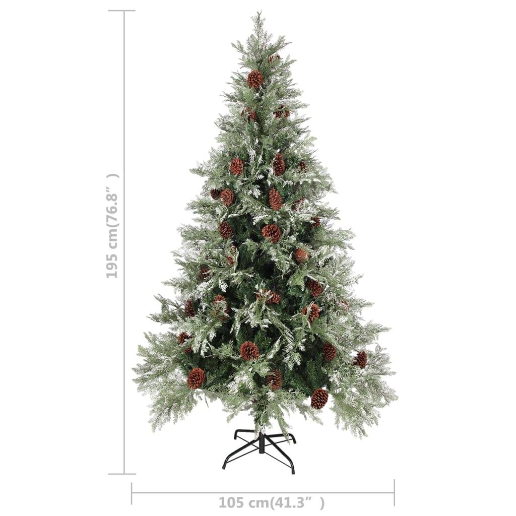 Sapin de Noël, Arbre de Noël avec pommes de pin Vert et blanc 195 cm PVC et PE u3898q - Image 5