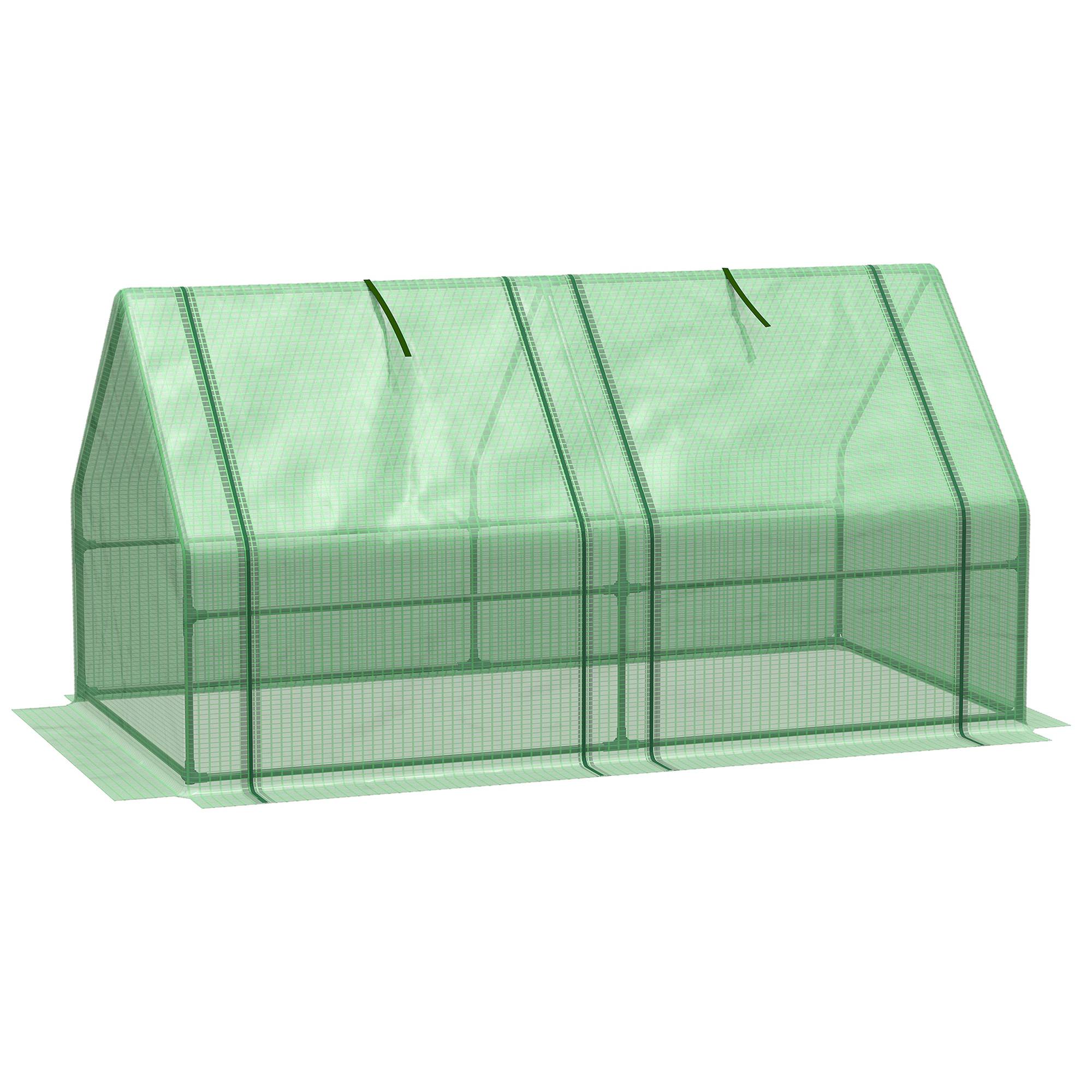 Maison Chic - Mini Serre de Jardin mini serre tunnel 180x90x90cm toit pointu Acier PE Haute densité 140 g/m² Anti-UV 2 fenêtres avec Zip enroulables Vert - Image 1
