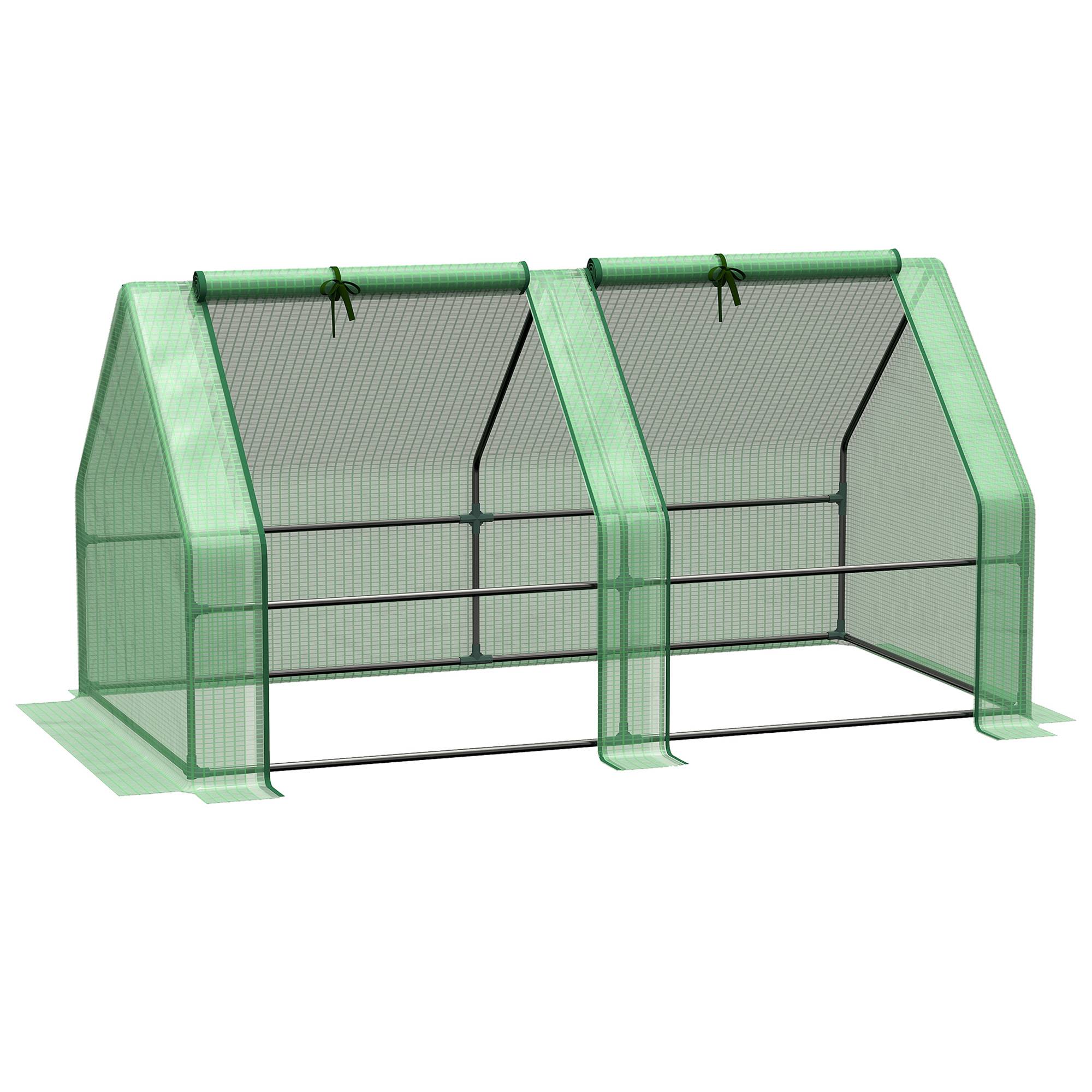 Maison Chic - Mini Serre de Jardin mini serre tunnel 180x90x90cm toit pointu Acier PE Haute densité 140 g/m² Anti-UV 2 fenêtres avec Zip enroulables Vert - Image 3