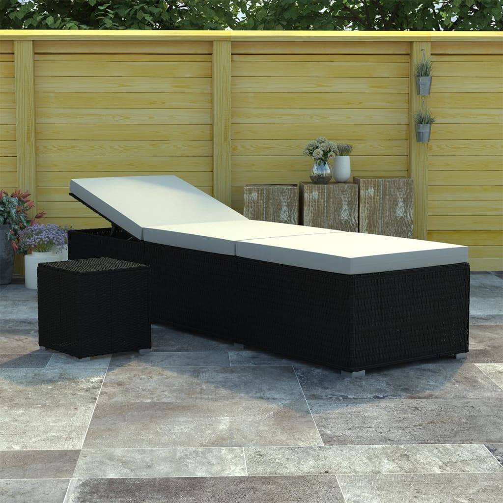 ComfortXL - Set Transat Résine Noire Table et Coussin Crème – ComfortXL Outdoor Living - Image 1
