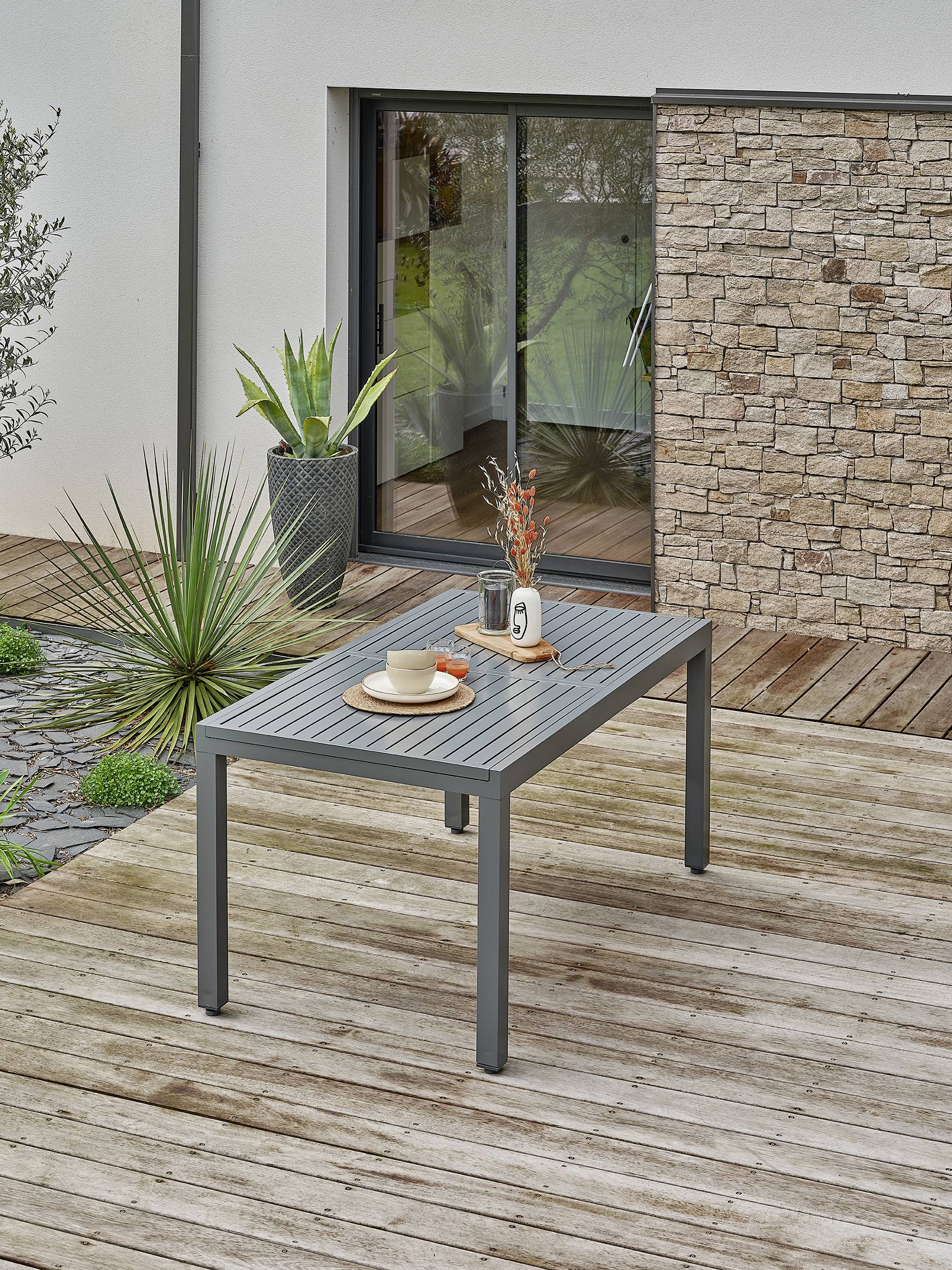 Table de jardin ORSINO en aluminium - GRIS ANTHRACITE - REMARQUABLE - Image 3