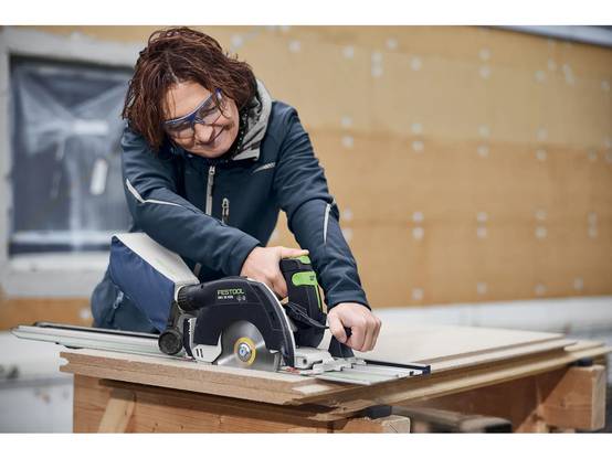 Scie circulaire à capot basculant sans fil 18V HKC 55 KEB-Basic-FSK 420 - FESTOOL - sans batterie, ni chargeur - rail de guidage - SYSTAINER - 578704 - Image 5