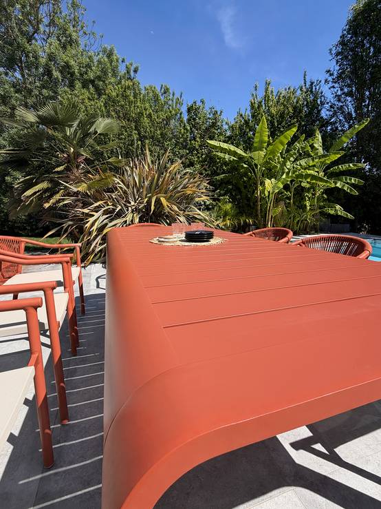 Dcb Garden - Ensemble repas de jardin en aluminium 8 places - Terracotta - HANOI - Image 4