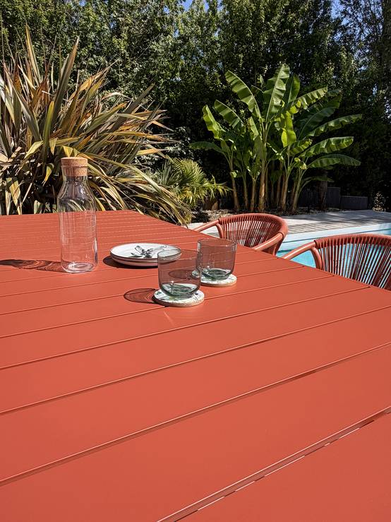 Dcb Garden - Ensemble repas de jardin en aluminium 8 places - Terracotta - HANOI - Image 5