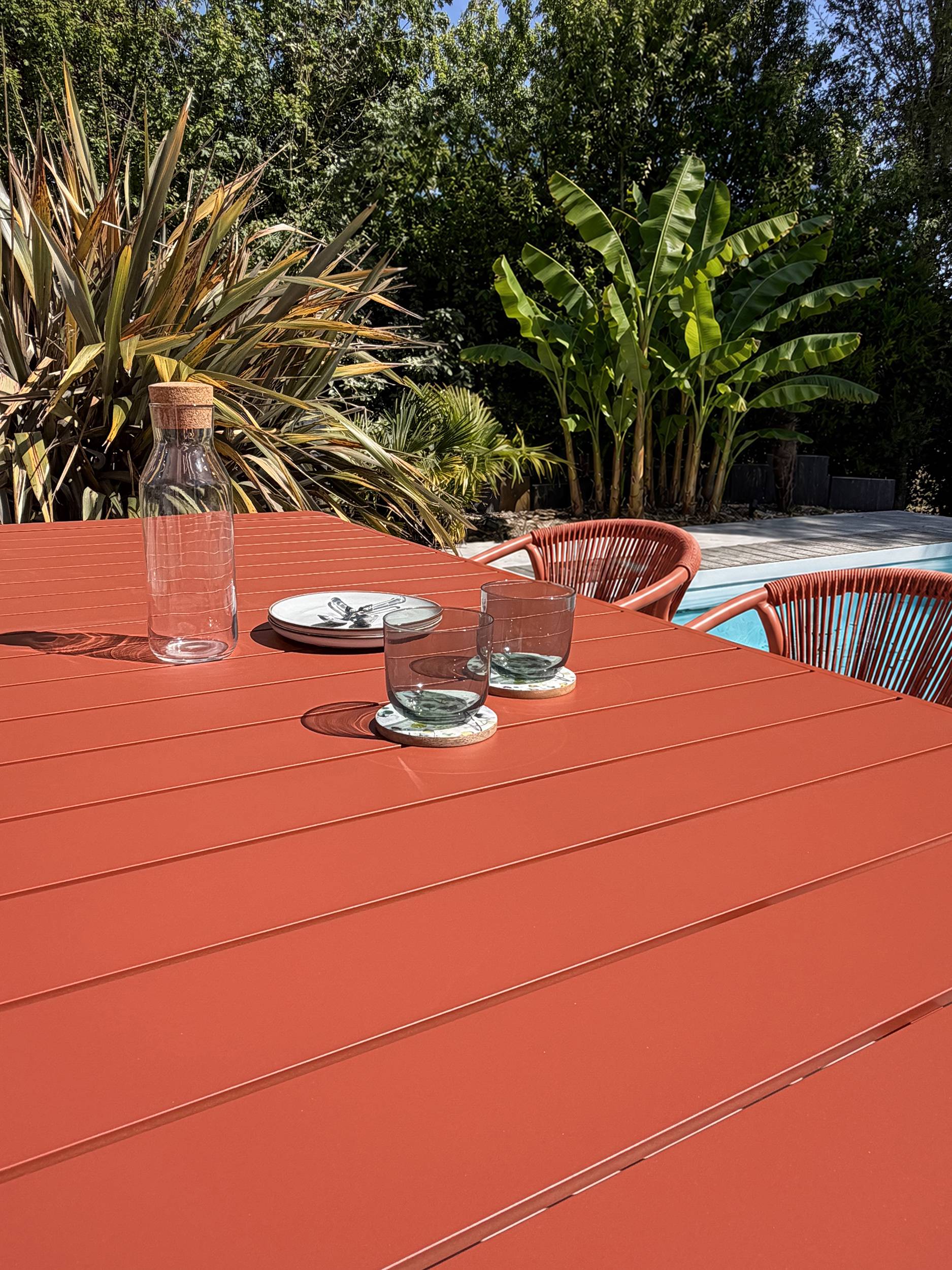 Dcb Garden - Ensemble repas de jardin en aluminium 8 places - Terracotta - HANOI - Image 5