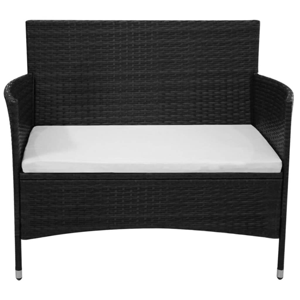 Helloshop26 - Banc de jardin meuble de patio d'extérieur terrasse 100 cm résine tressée noir - Image 2