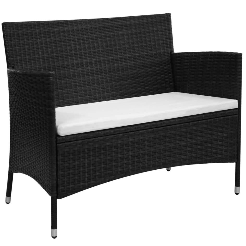 Helloshop26 - Banc de jardin meuble de patio d'extérieur terrasse 100 cm résine tressée noir - Image 1