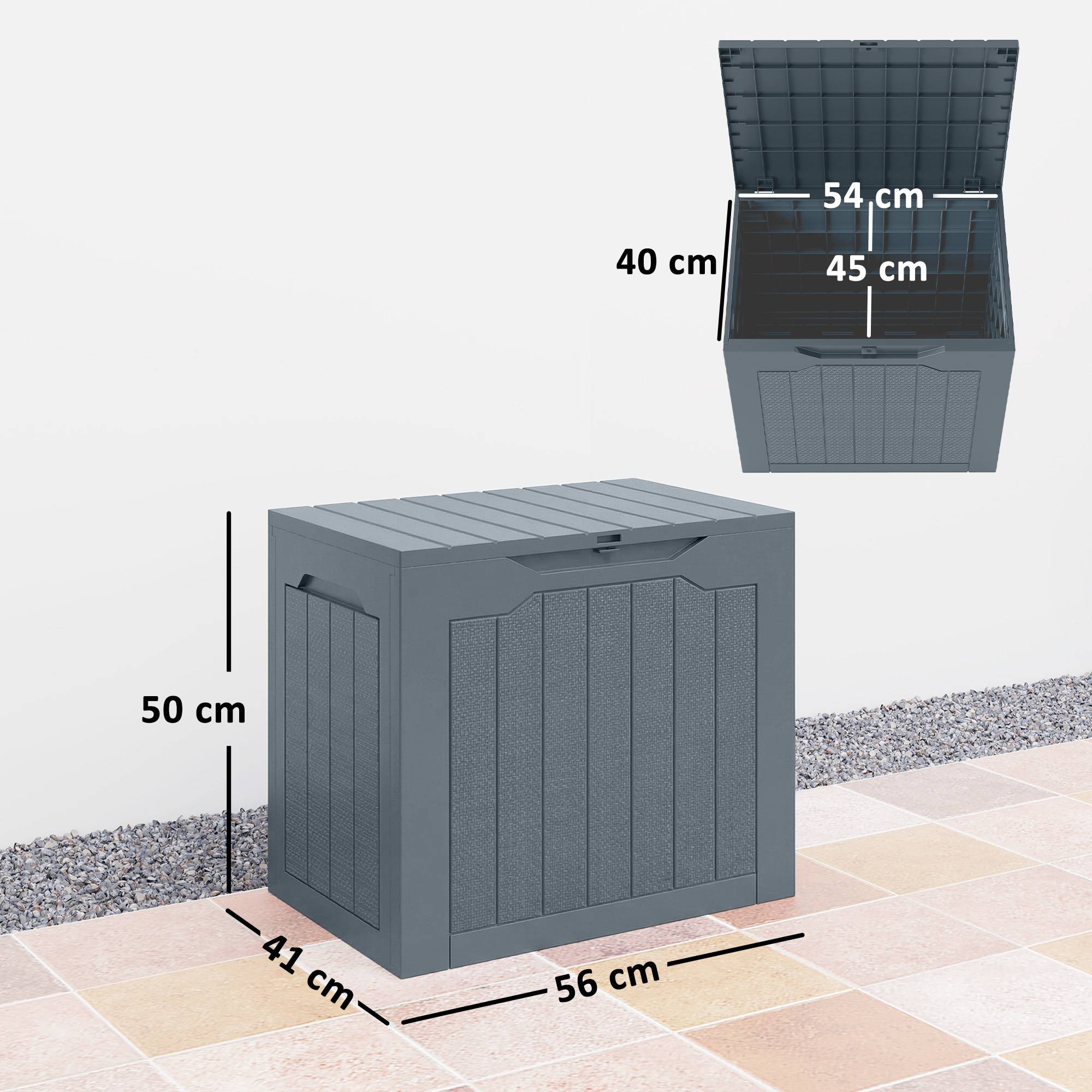 ComfortXL - Coffre de rangement jardin polypropylène 97 L 56x41x50 cm gris clair étanche - ComfortXL Outdoor Living - Image 4