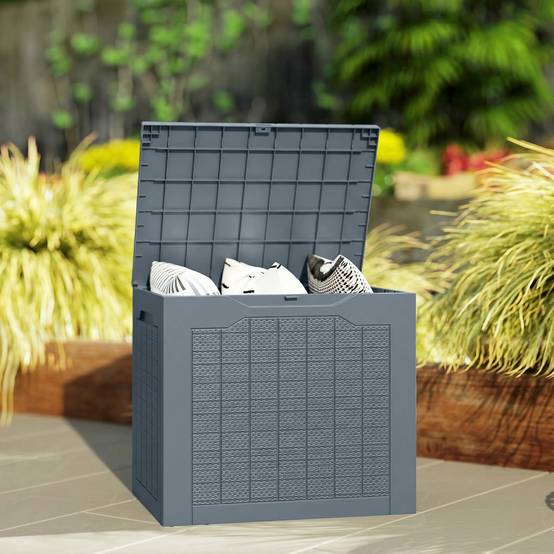 ComfortXL - Coffre de rangement jardin polypropylène 97 L 56x41x50 cm gris clair étanche - ComfortXL Outdoor Living - Image 3