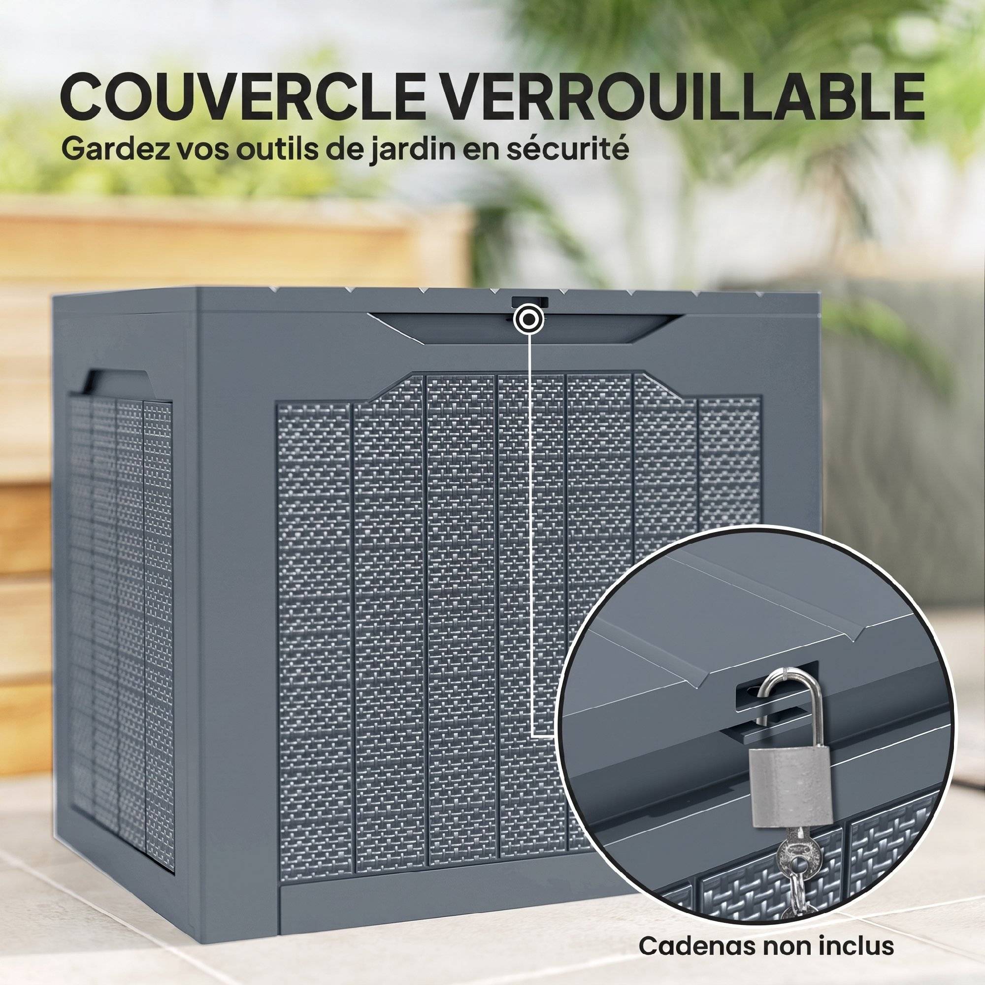 ComfortXL - Coffre de rangement jardin polypropylène 97 L 56x41x50 cm gris clair étanche - ComfortXL Outdoor Living - Image 7