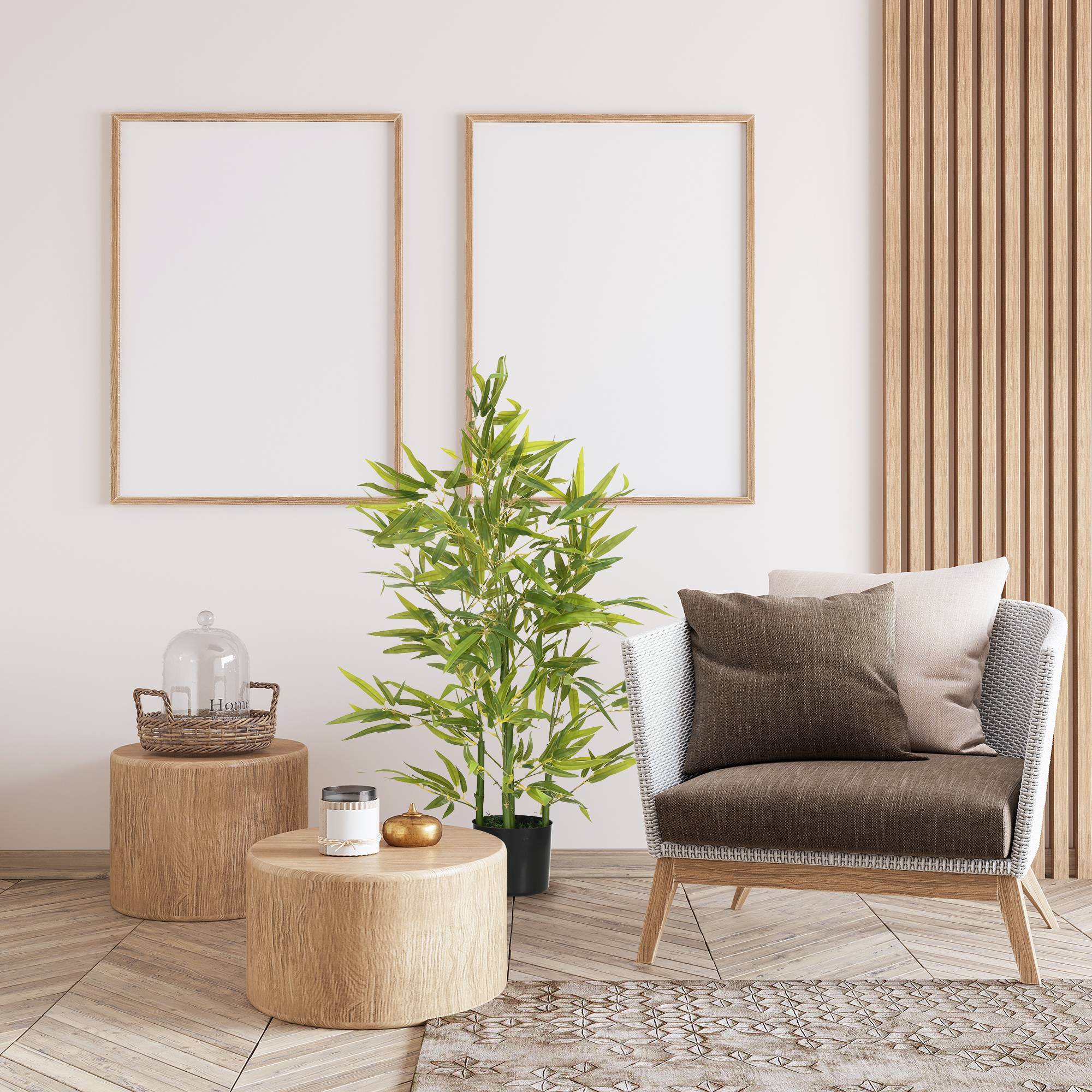 Sans Marque - Arbre artificiel, 5 troncs, 504 feuilles, pot robuste, plastique - Image 3