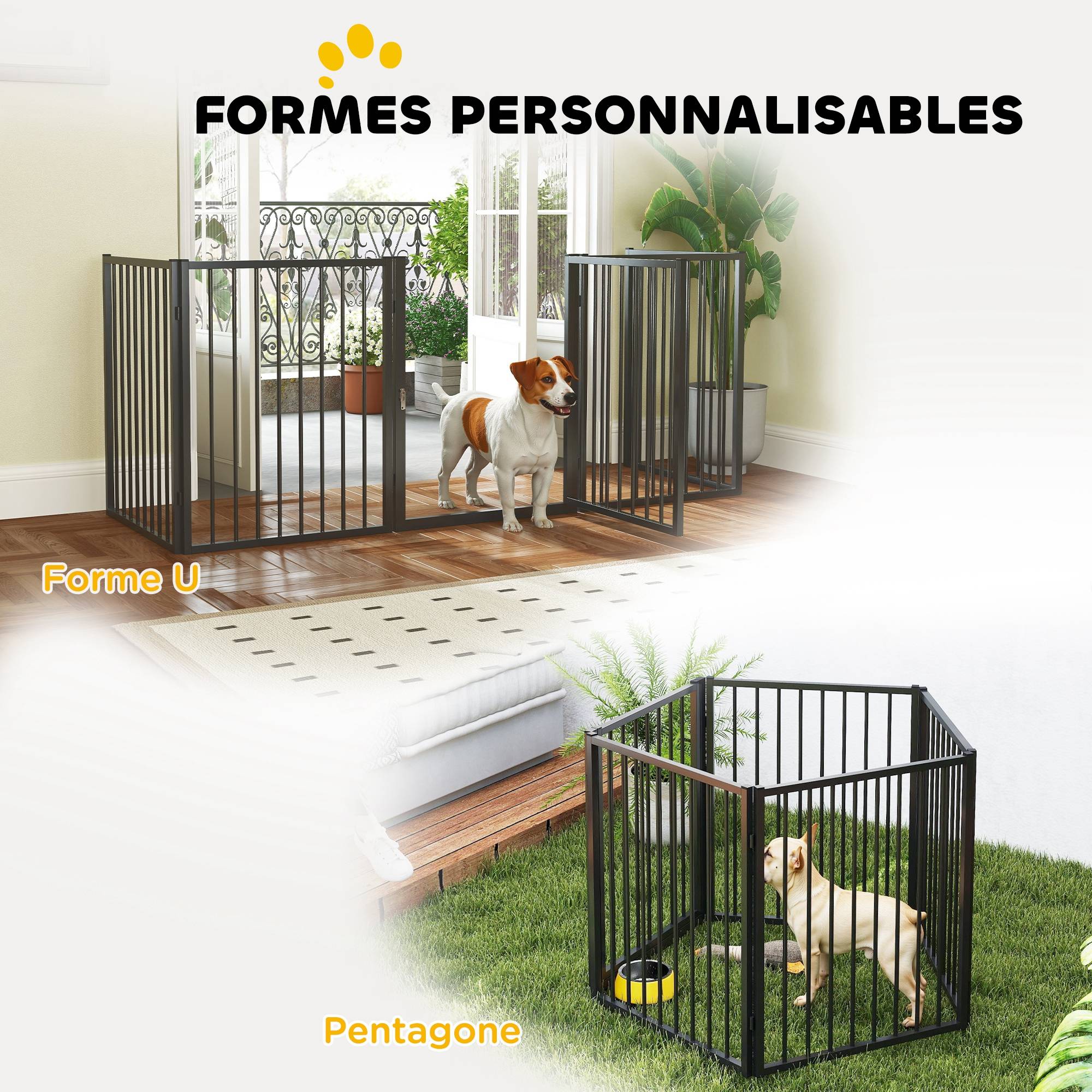 Parc pour chien, parc pour animaux, 5 panneaux, clôture portable pliable, sécurisé, noir - Image 7