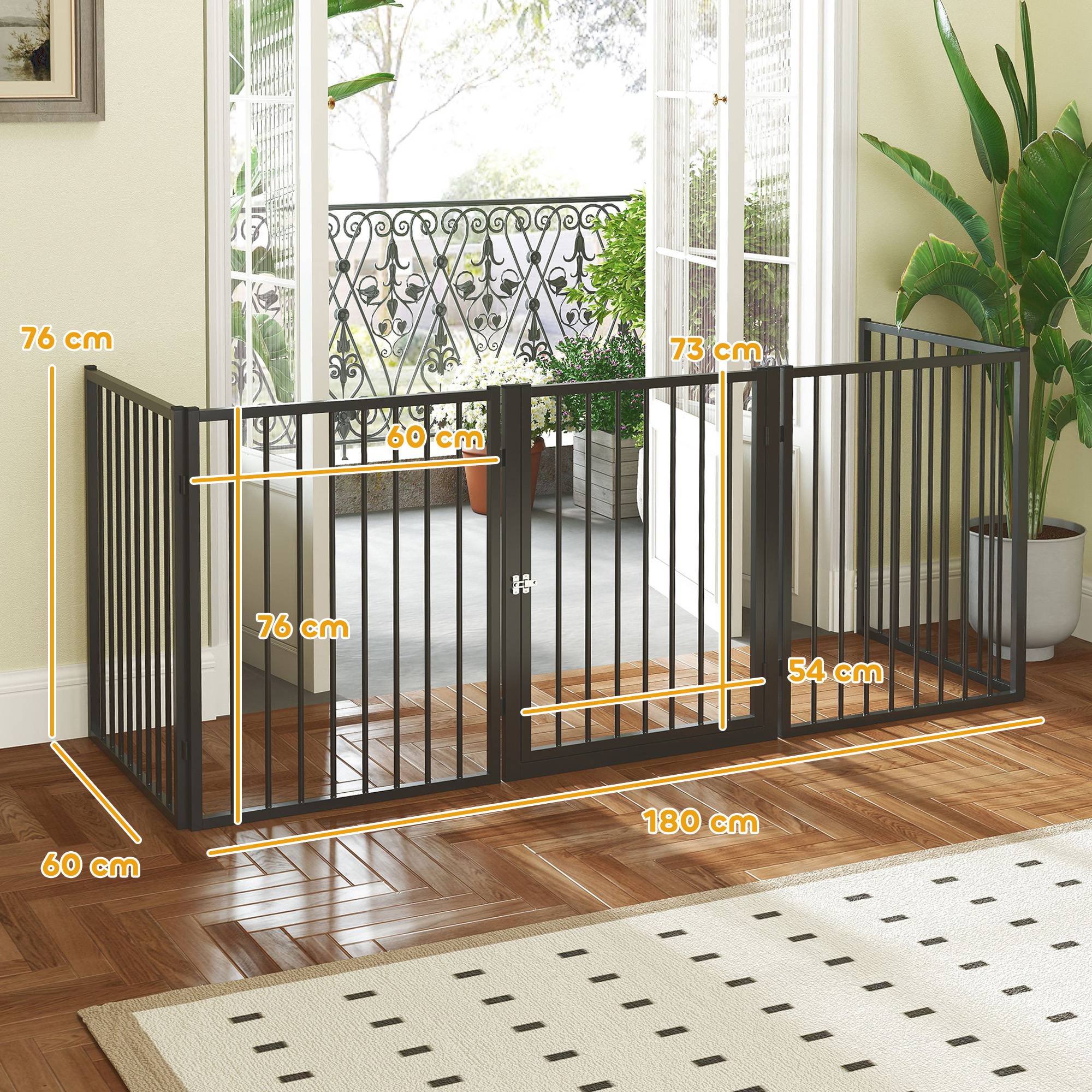 Parc pour chien, parc pour animaux, 5 panneaux, clôture portable pliable, sécurisé, noir - Image 5