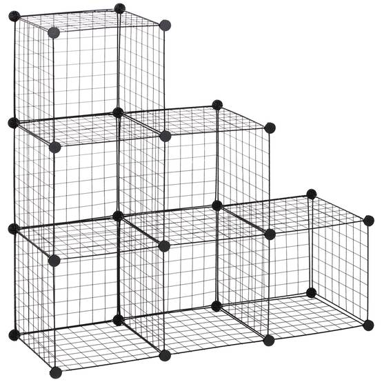 Étagère cubique en métal, meuble de rangement modulable pour vêtements, livres, jouets, flexible, 109 cm (L) x 37 cm (l) x 109 cm (H), noir - Image 2