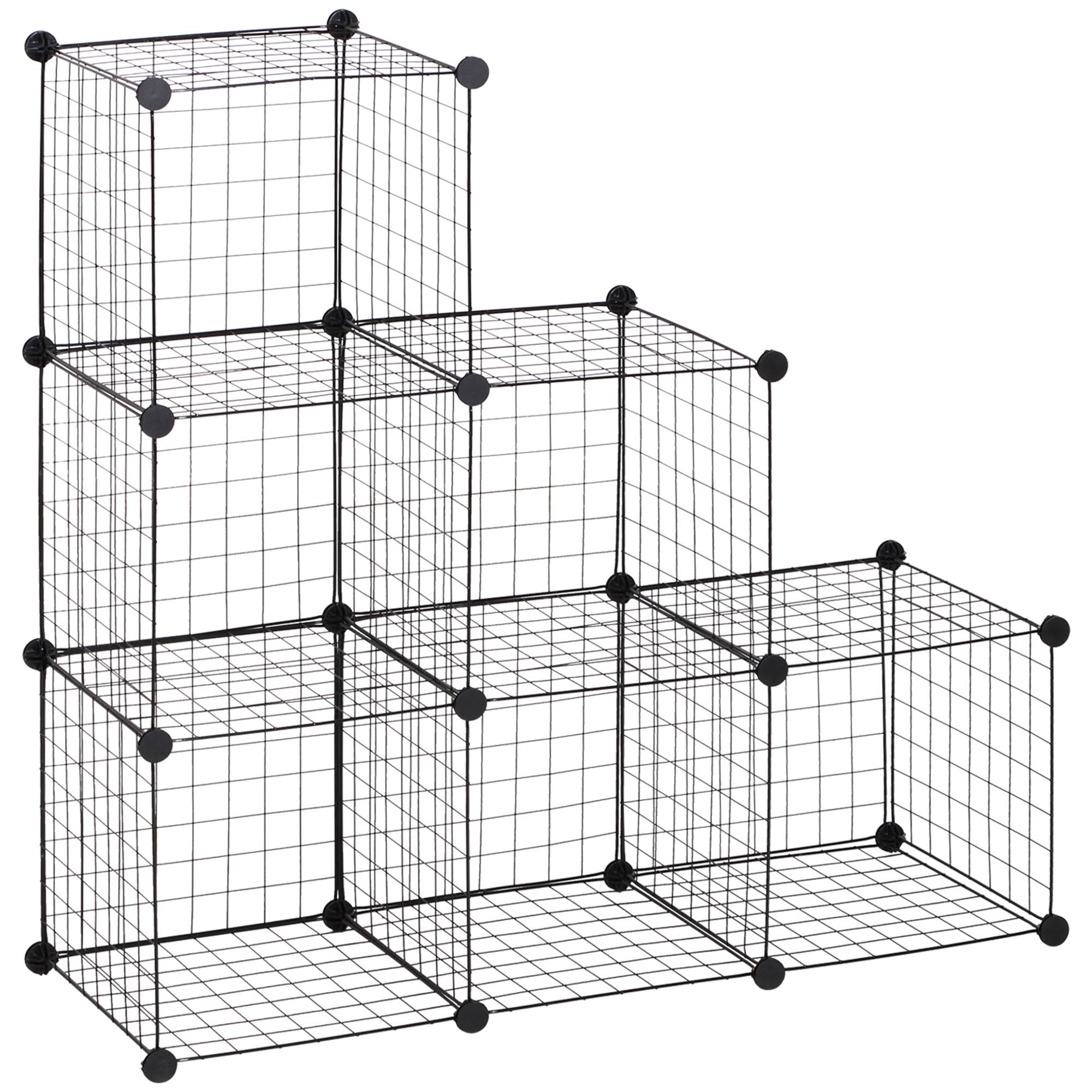 Étagère cubique en métal, meuble de rangement modulable pour vêtements, livres, jouets, flexible, 109 cm (L) x 37 cm (l) x 109 cm (H), noir - Image 2