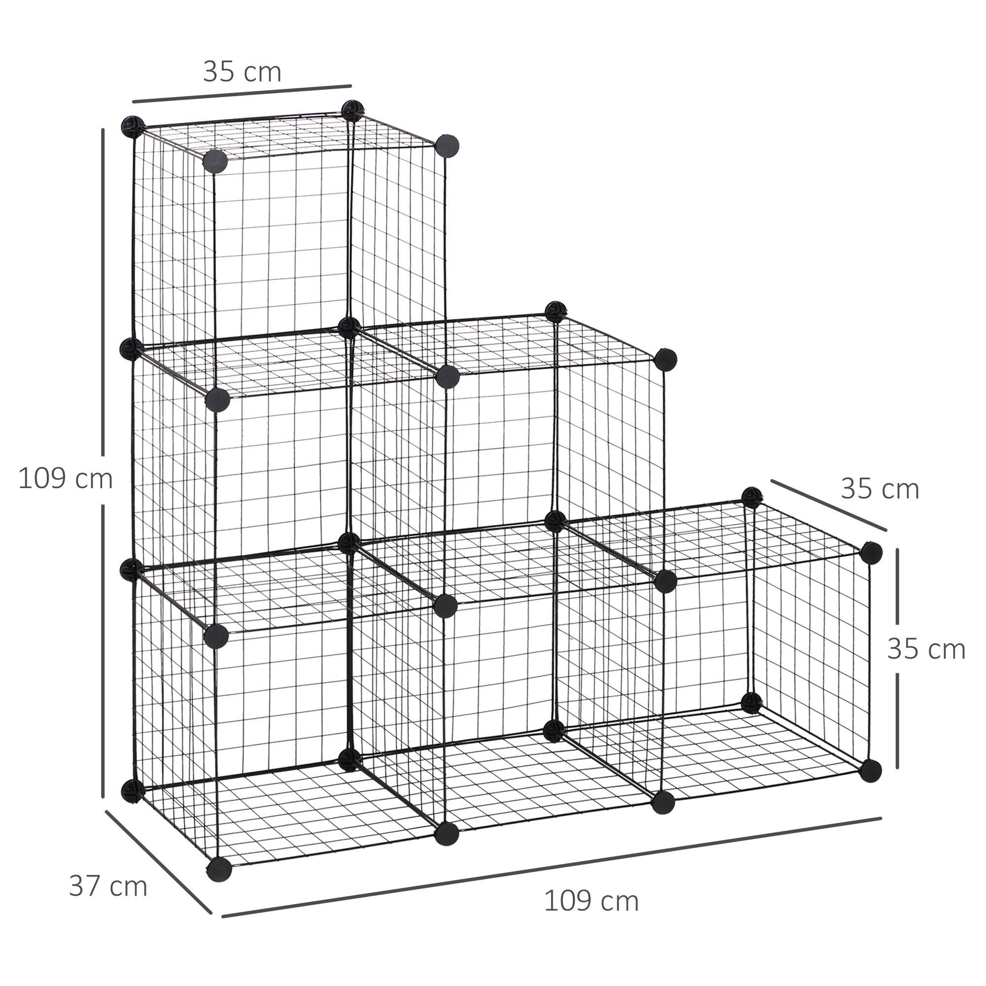 Étagère cubique en métal, meuble de rangement modulable pour vêtements, livres, jouets, flexible, 109 cm (L) x 37 cm (l) x 109 cm (H), noir - Image 5