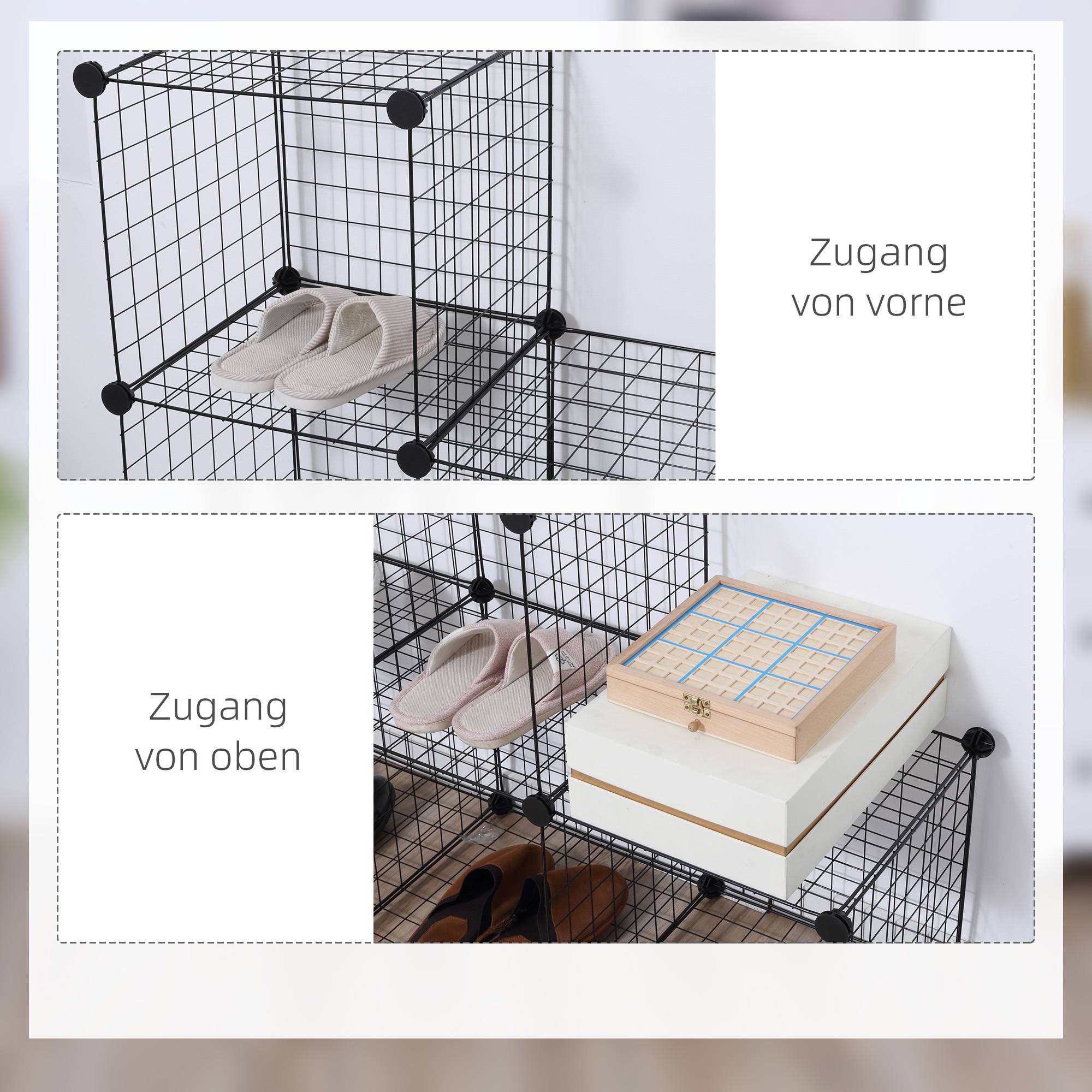 Étagère cubique en métal, meuble de rangement modulable pour vêtements, livres, jouets, flexible, 109 cm (L) x 37 cm (l) x 109 cm (H), noir - Image 6