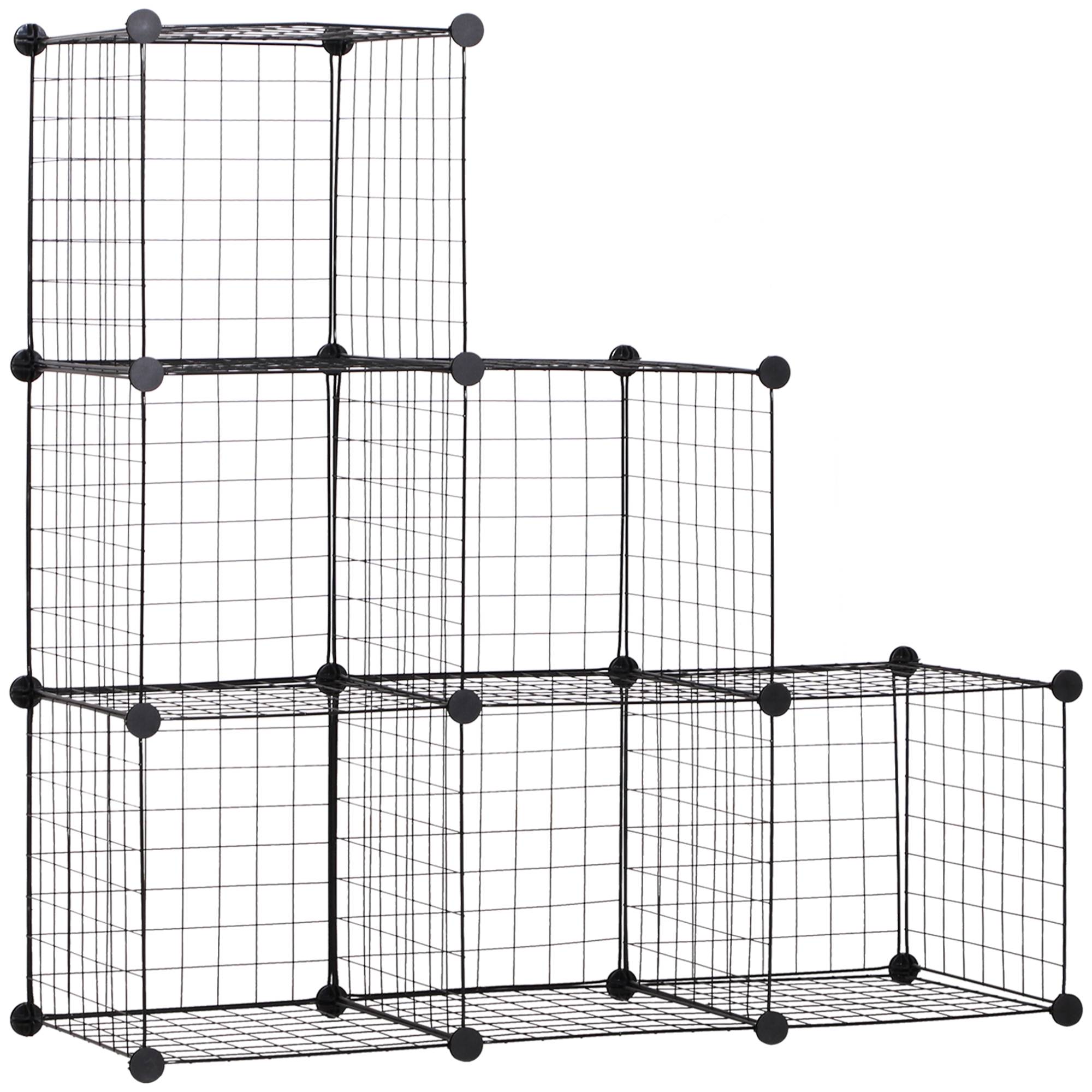Étagère cubique en métal, meuble de rangement modulable pour vêtements, livres, jouets, flexible, 109 cm (L) x 37 cm (l) x 109 cm (H), noir - Image 1