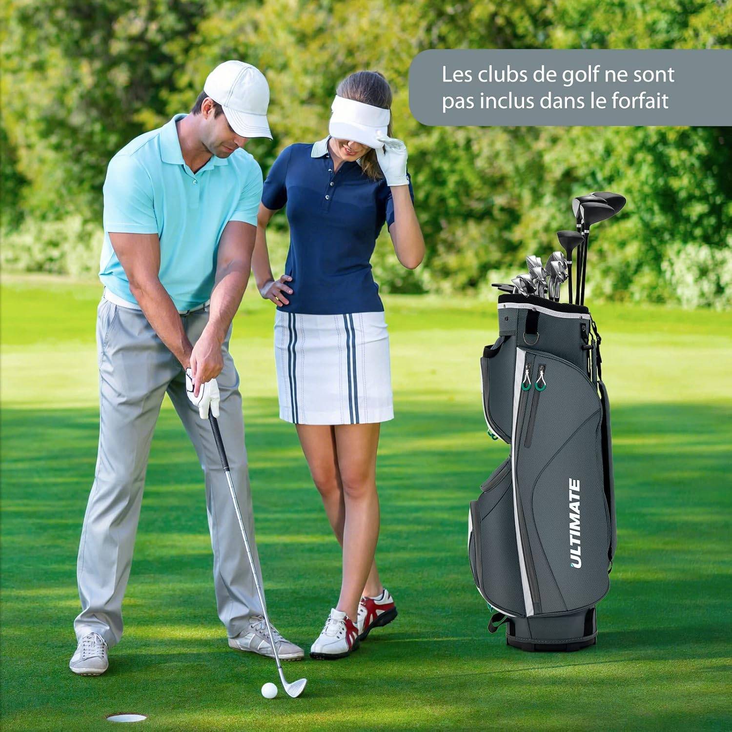 Costway - Sac de Golf Chariot Portable pour 14 Clubs avec 7 Poches Zippées et Capuche Anti-Pluie - Image 4