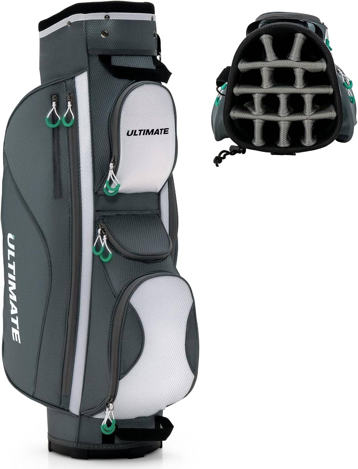 Costway - Sac de Golf Chariot Portable pour 14 Clubs avec 7 Poches Zippées et Capuche Anti-Pluie - Image 1