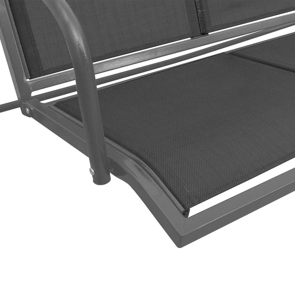 Balancelle de Jardin 3 Places Acier et Textilène avec Grand Auvent Pare-Soleil pour Terrasse Extérieure Noir – ComfortXL Outdoor Living - Image 5