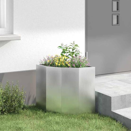 Jardinière d'Angle Acier galvanisé Argent 45 x 45 x 50 cm - PANGIVO - Image 4