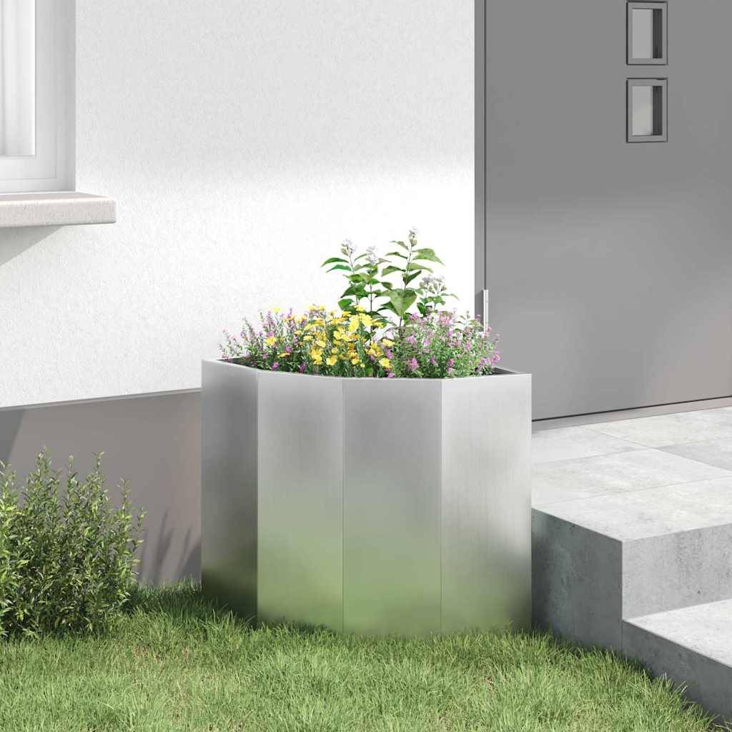 Jardinière d'Angle Acier galvanisé Argent 45 x 45 x 50 cm - PANGIVO - Image 4