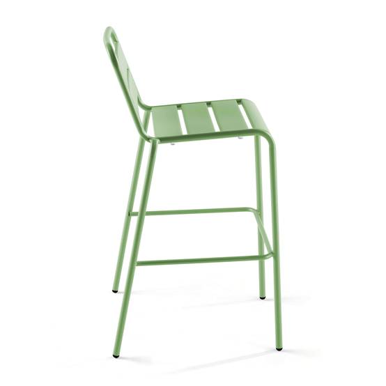 Oviala - Ensemble table haute de jardin et 6 chaises en métal vert cactus Palavas - Oviala - Image 5