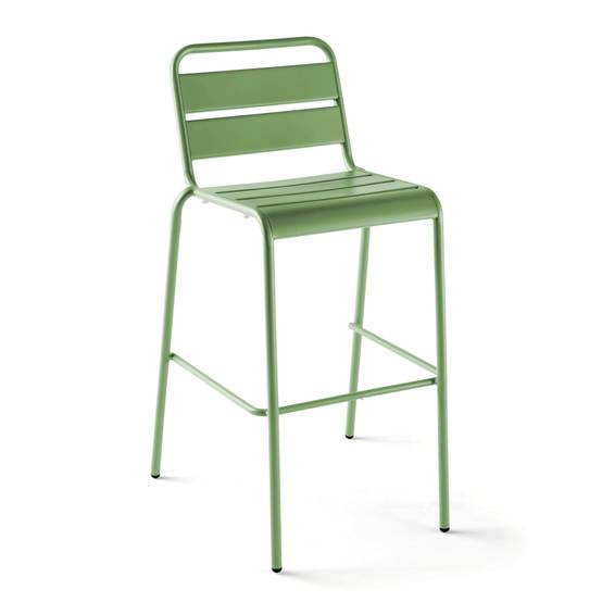 Oviala - Ensemble table haute de jardin et 6 chaises en métal vert cactus Palavas - Oviala - Image 3