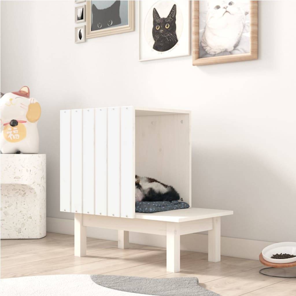 Maison pour chat bois de pin blanc 60 x 36 x 60 cm - PANGIVO - Image 1