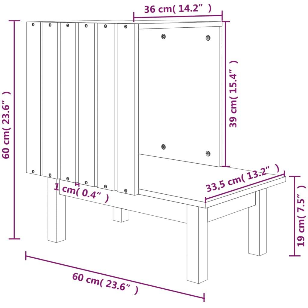 Maison pour chat bois de pin blanc 60 x 36 x 60 cm - PANGIVO - Image 8