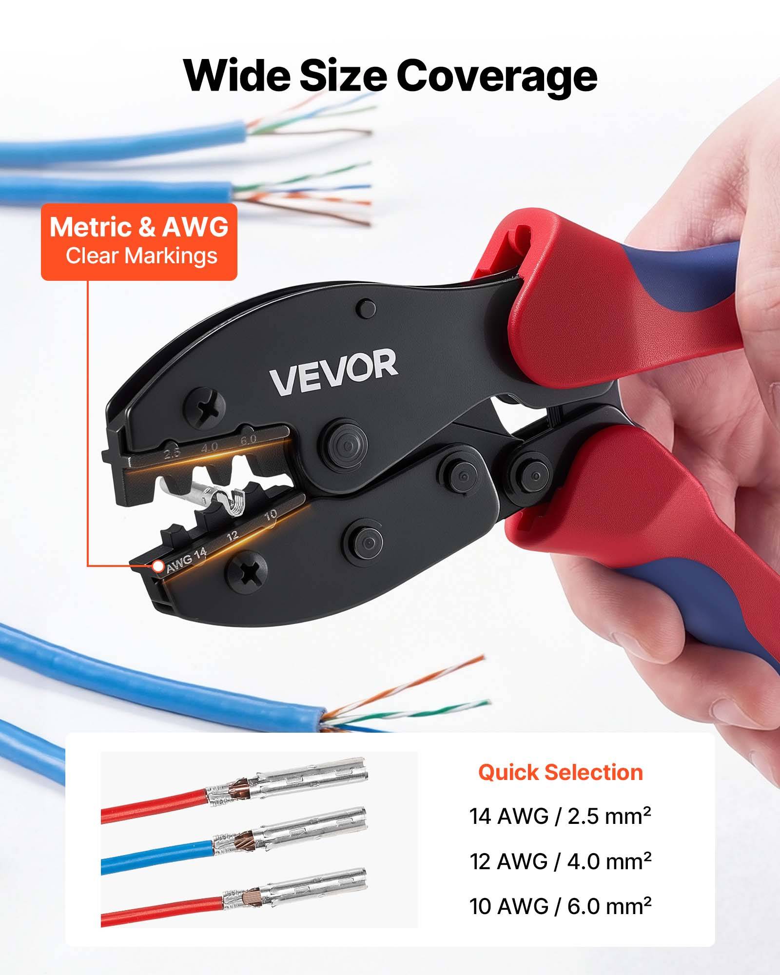 Vevor - VEVOR Kit de sertissage solaire 2,5–6 mm², pince à cliquet, 10 paires de connecteurs solaires IP67, clés PV et étui de rangement. - Image 2